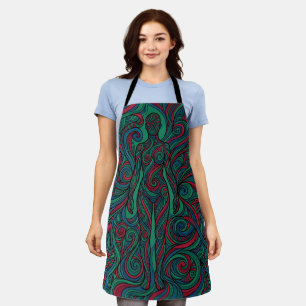 Abstract Human Silhouette Jewel Tone Line Apron