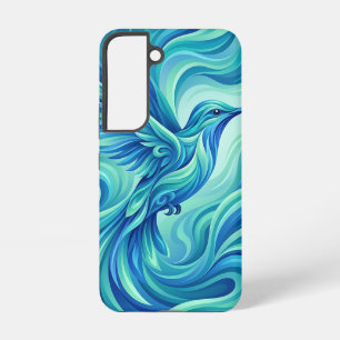 Abstract Hummingbird Ocean Blue Samsung Cases