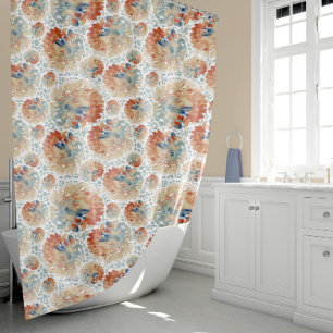 Abstract Hydrangea Blooms in Fall Colours Shower Curtain