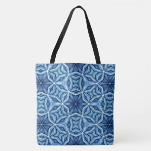 Abstract Icy Blue Crystal Pattern Tote Bag