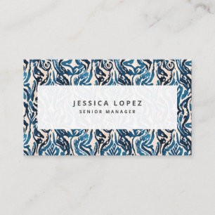 Abstract Ikat Blue Watercolor Professional Generic Business Card
