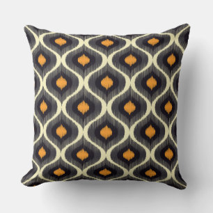 Abstract Ikat Orange Repeat Pattern Design Cushion