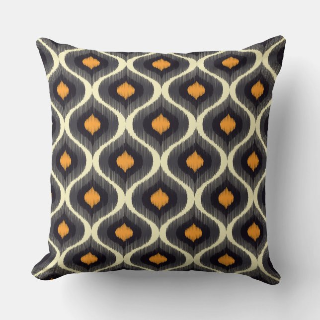 Abstract Ikat Orange Repeat Pattern Design Cushion (Front)