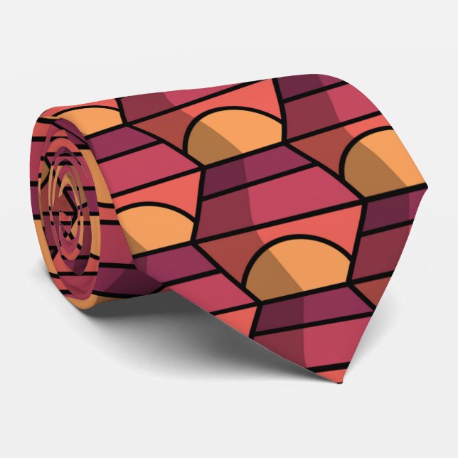Abstract Illusion Squares Necktie (Rolled)