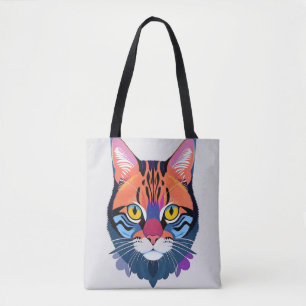 Abstract Illustration of a Cat Face Tote Bag