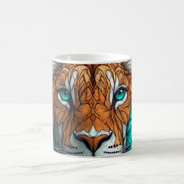 abstract illustration of a lion's face coffee mug (Center)