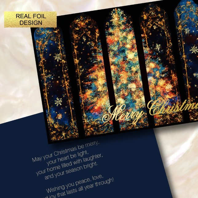 Abstract Illustration of Christmas Tree in Windows Foil Holiday Card (Creator Uploaded)
