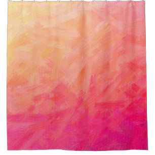 Abstract illustration of pink, yellow Bristle Brus Shower Curtain