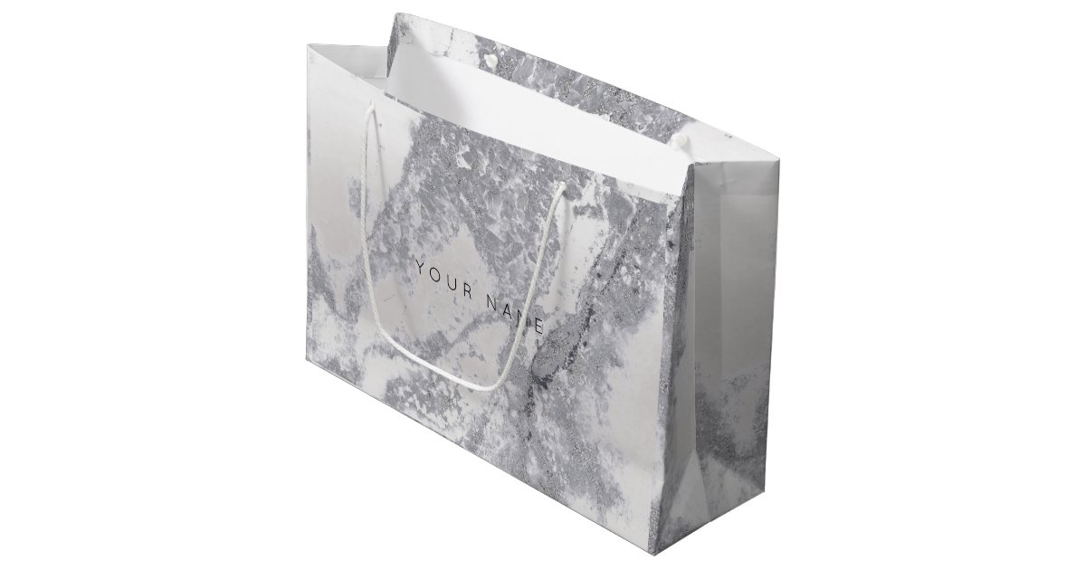 Abstract ilver Gray Blush Marble Metallic Gift Large Gift Bag Zazzle