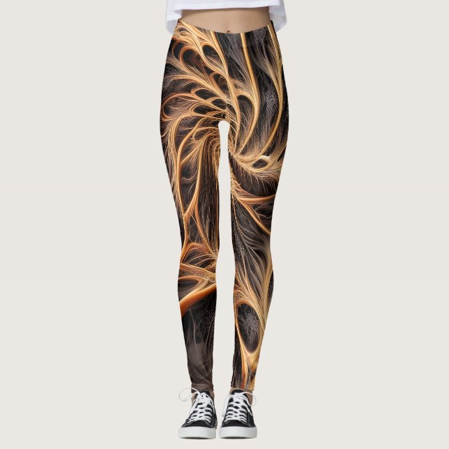 Abstract image - 3D Fractal, digital art, braun Leggings (Front)