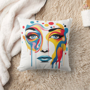 abstract image portrait of a woman cushion