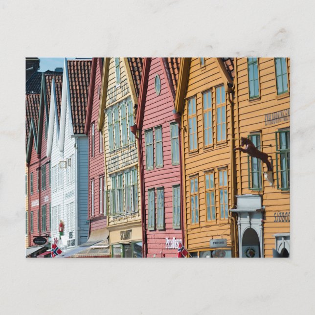Abstract image Tyske Bryggen wooden houses Bergen Postcard (Front)