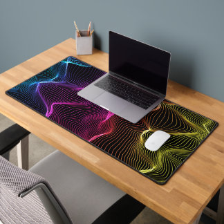 Abstract image with flowing, wavy lines in vibrant desk mat
