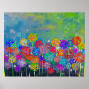 Abstract impressionist field of flowers canvas pri poster