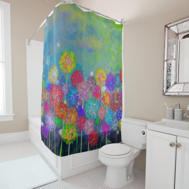 Abstract impressionist field of flowers  shower curtain (In Situ)