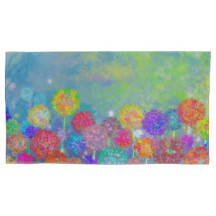 Abstract impressionist field of flowers throw pillowcase