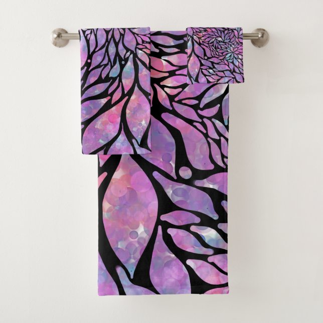 Abstract impressionist leaves bath towel set (Insitu)