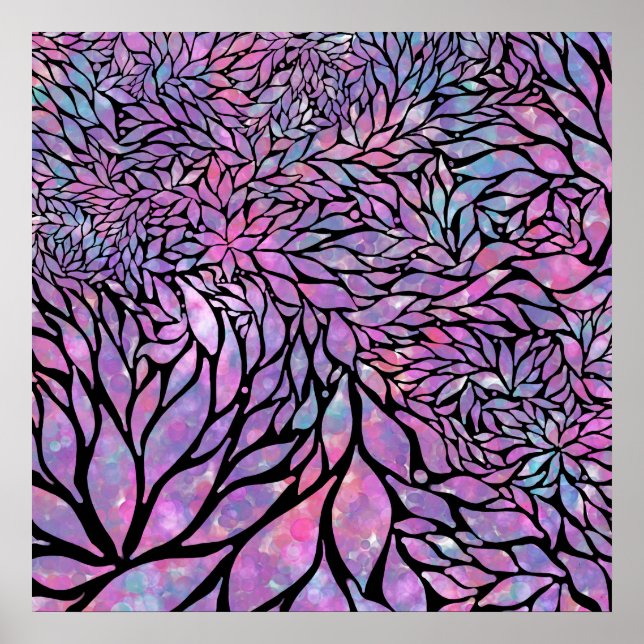 Abstract impressionist leaves canvas print (Front)