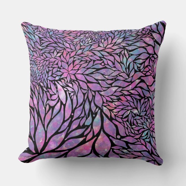 Abstract impressionist leaves cushion (Front)
