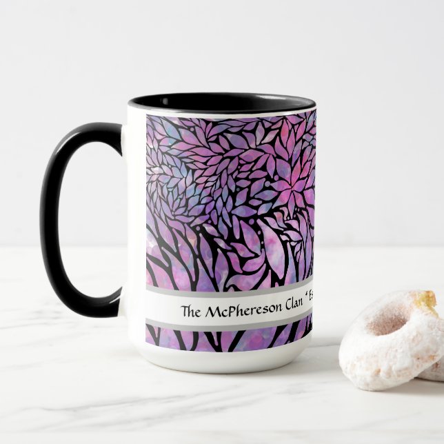 Abstract impressionist leaves mug (With Donut)