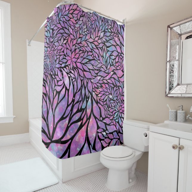 Abstract impressionist leaves shower curtain (In Situ)