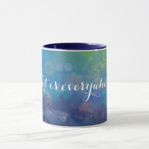 Abstract impressionist watercolor lily pond mug