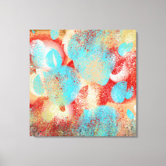 Abstract in Aqua-Blue, Red, and Yellow Canvas Print