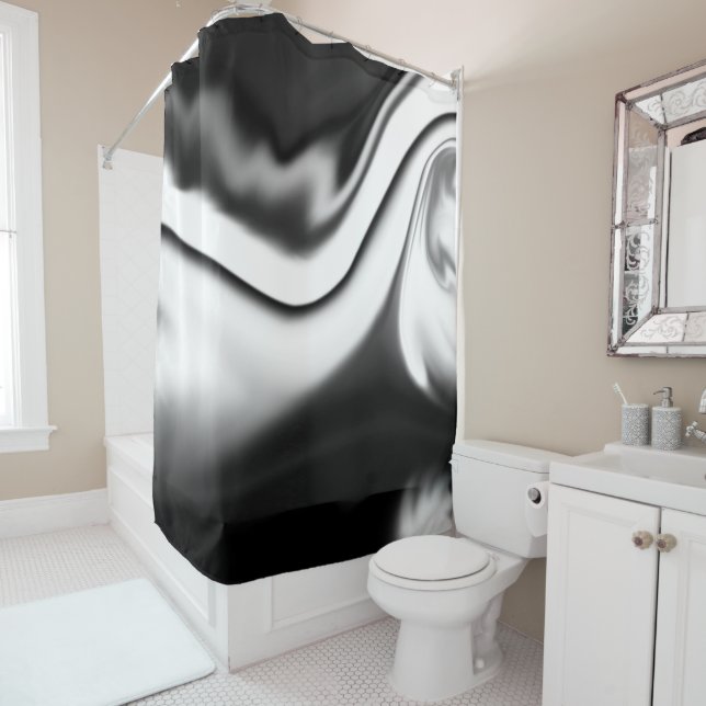 Abstract in Black and white Shower Curtain (In Situ)