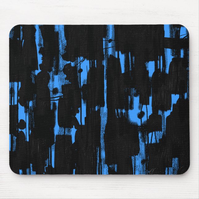 Abstract in Black - Blue 3399FF Mouse Mat (Front)