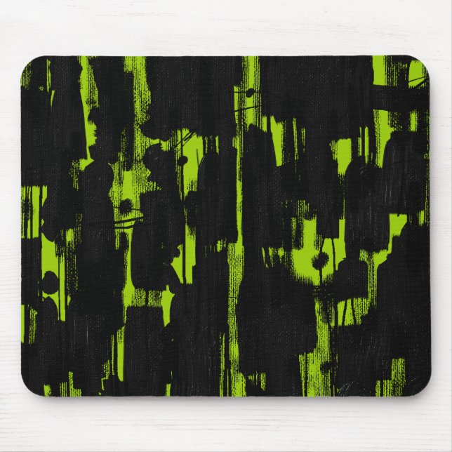 Abstract in Black - Martian Green Mouse Mat (Front)