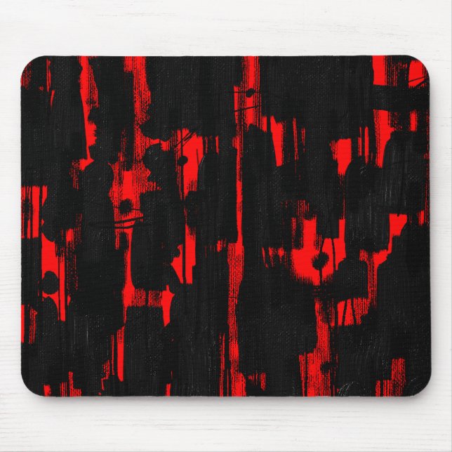 Abstract in Black - Red Mouse Mat (Front)