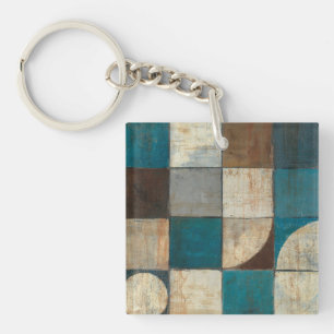 Abstract in Blue and Brown Key Ring