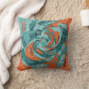 Abstract in Blue and Orange Cushion