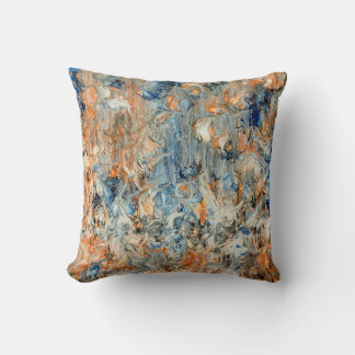 Abstract in Blue and Orange Cushion