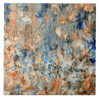 Abstract in Blue and Orange Tile