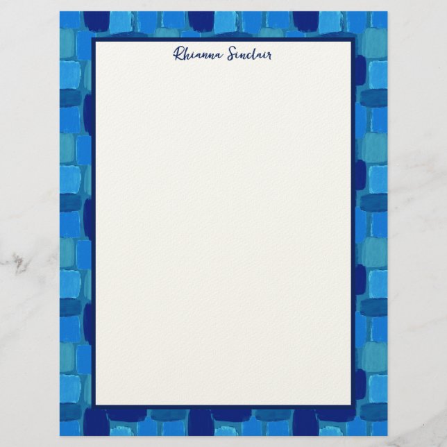Abstract in Blue Stationery Paper Custom Letterhead (Front)