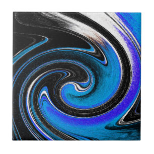 Abstract in Blue Tones Ceramic Tile