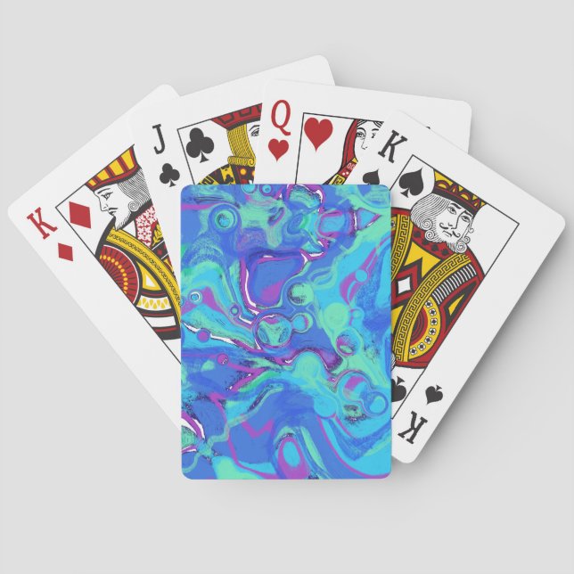 Abstract In Blues, Greens, & Purples Playing Cards (Back)