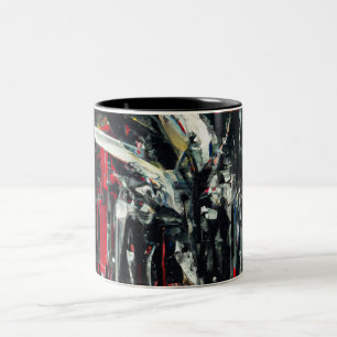 Abstract in dark colours Two-Tone coffee mug