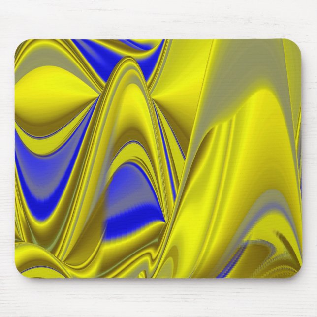 Abstract in gold-yellow blue mouse mat (Front)