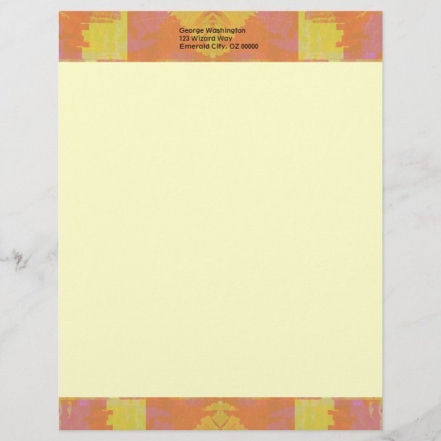 Abstract in Orange and Yellow Personalised Letterhead (Front)