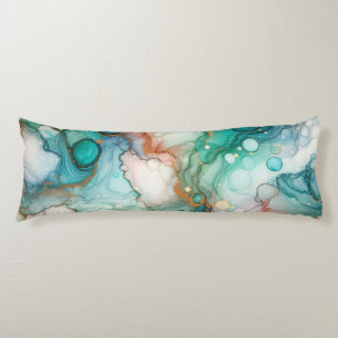 Abstract in Pink, Teal, Blue, and Gold Body Cushion