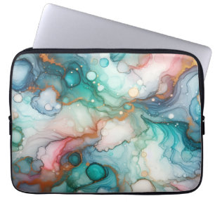 Abstract in Pink, Teal, Blue, and Gold Laptop Sleeve
