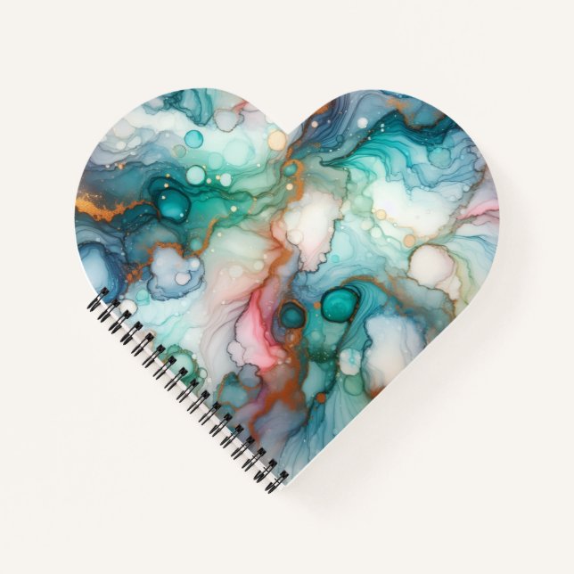 Abstract in Pink, Teal, Blue, and Gold Notebook (Front)