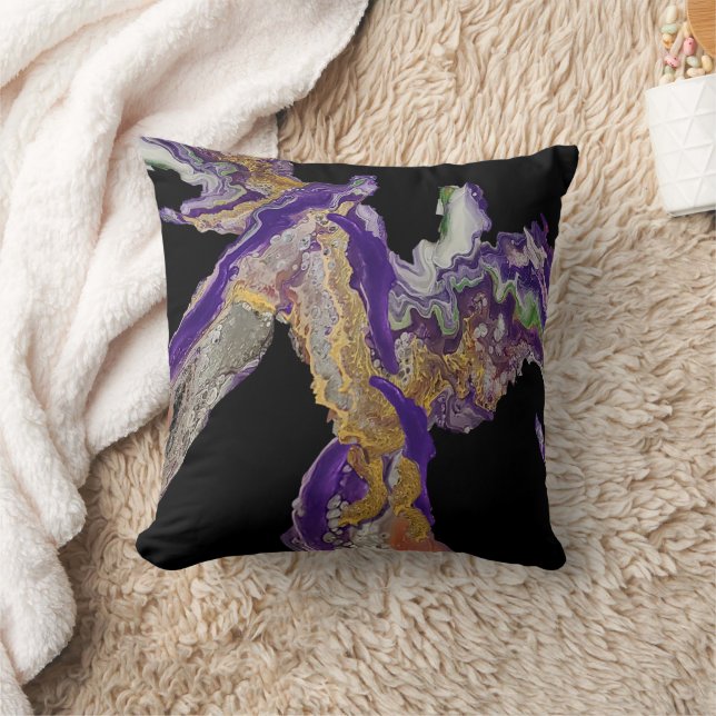 Abstract in Purple - Fluid Acrylic Design on a  Cushion (Blanket)