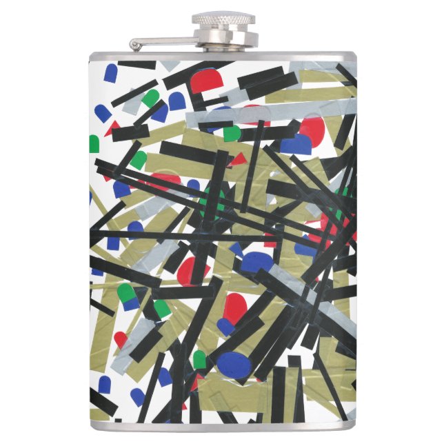 Abstract in Tape & Letterforms 1 Hip Flask (Front)