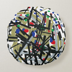 Abstract in Tape & Letterforms 1 Round Cushion