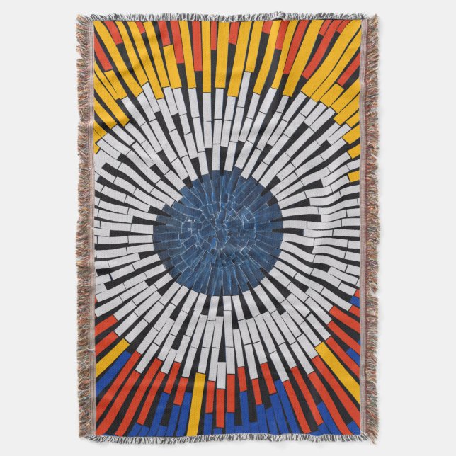 Abstract in Tape—Starburst Throw Blanket (Front Vertical)