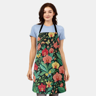 Abstract Indian Floral Orchids Butterflies Apron