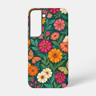 Abstract Indian Zinnias Butterflies Samsung Cases